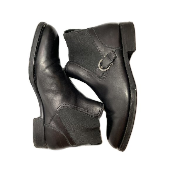 100% Authentic Salvatore Ferragamo Men's Black Leather Chelsea Boots US8 - Picture 7 of 10